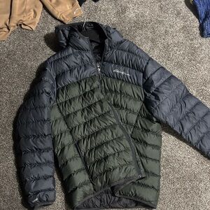 Eddie Bauer Men's Dark Green and Gray Puffer Jacket